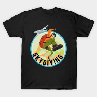 Skydive in Cool Retro Classic Colors With Distressed Text T-Shirt